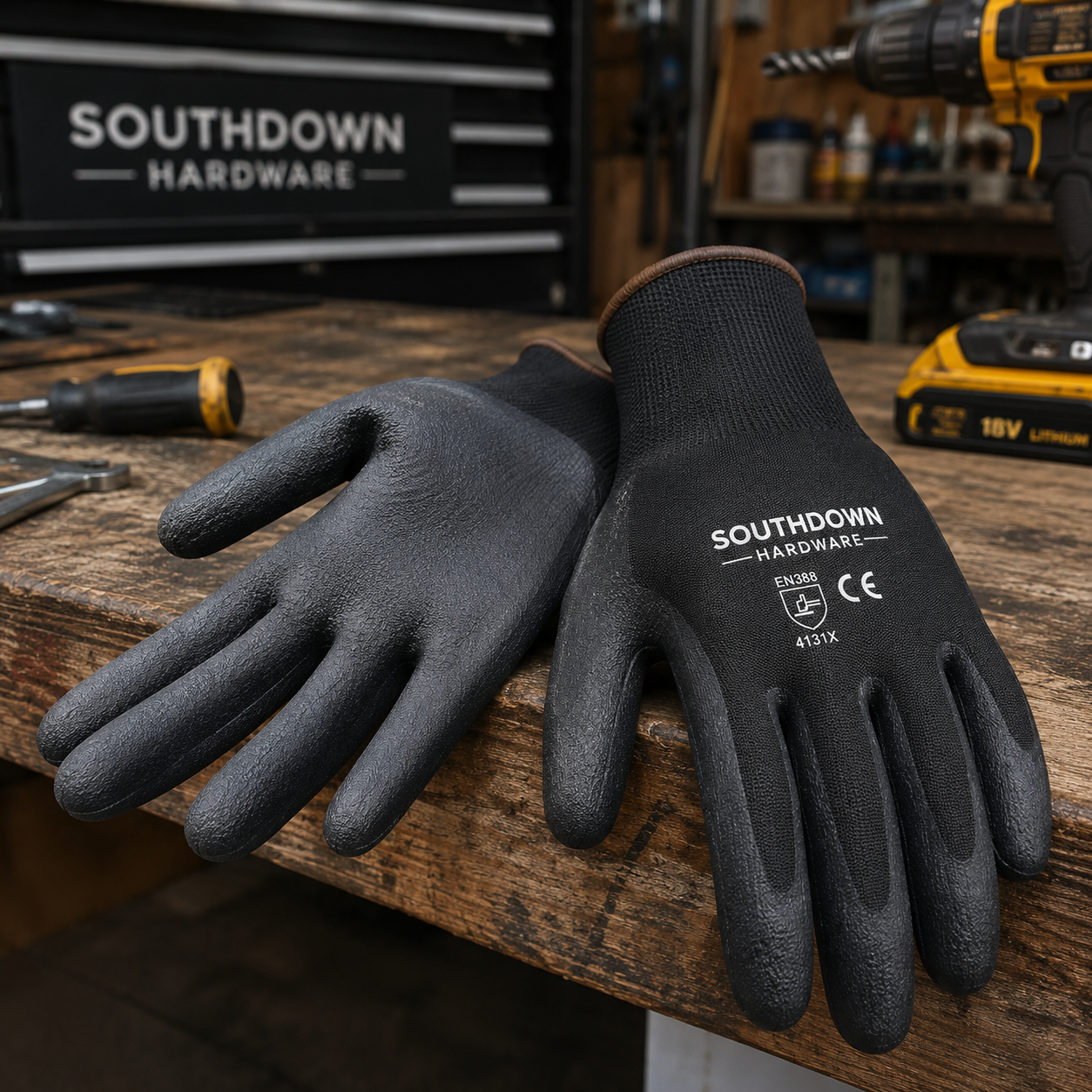 Southdown Hardware Protective Work Gloves – Grip Coated Safety Gloves